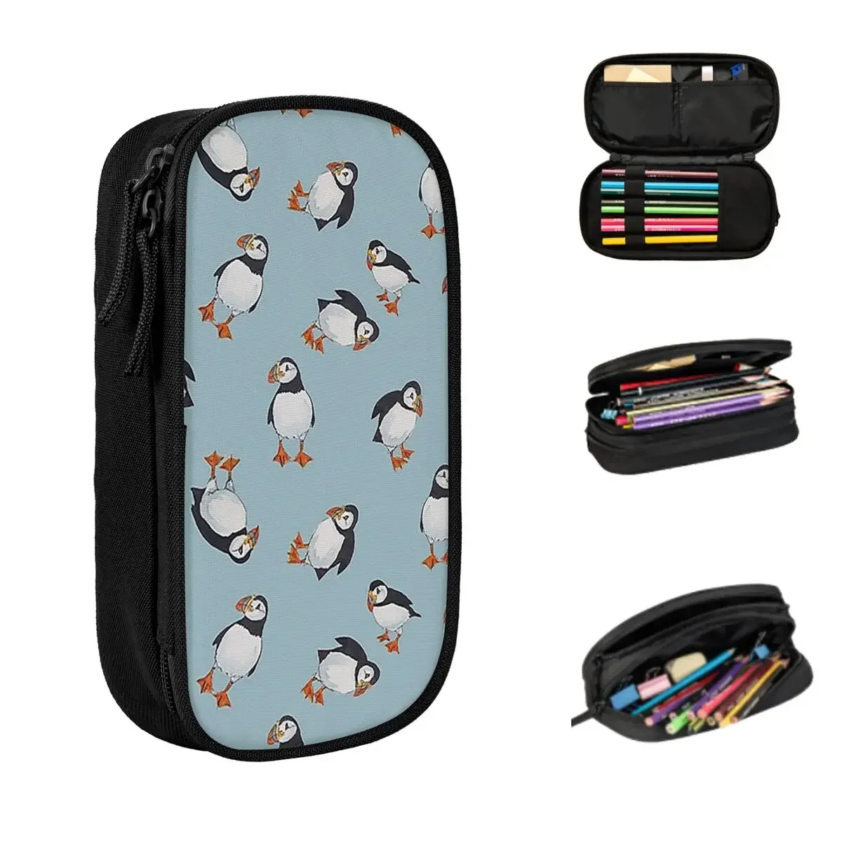 

Perfectly Perfect Puffins Pencil Cases Large Storage Pen Bags Pen Box Pencil Pouch For Boys Girls Students Stationery Office