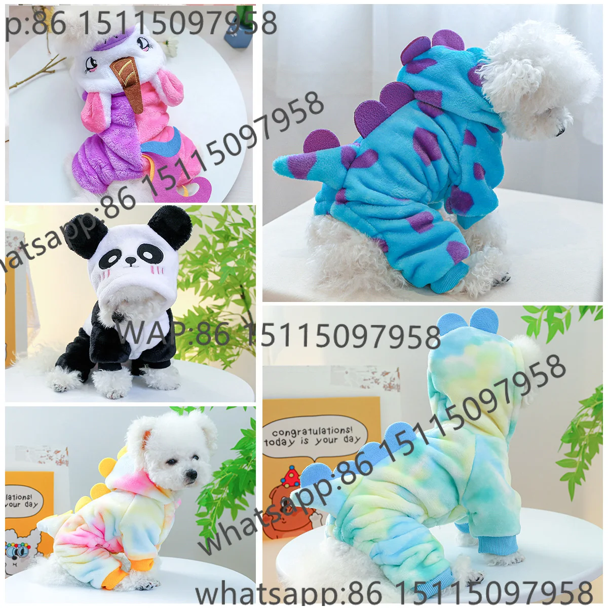 Super soft wool pet clothing for dogs, autumn and winter plush warm dinosaur unicorn role-playing cat clothing