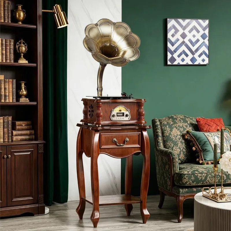 vintage antique phonograph, European radio, French living room ornament, antique loudspeaker, Bluetooth speaker.