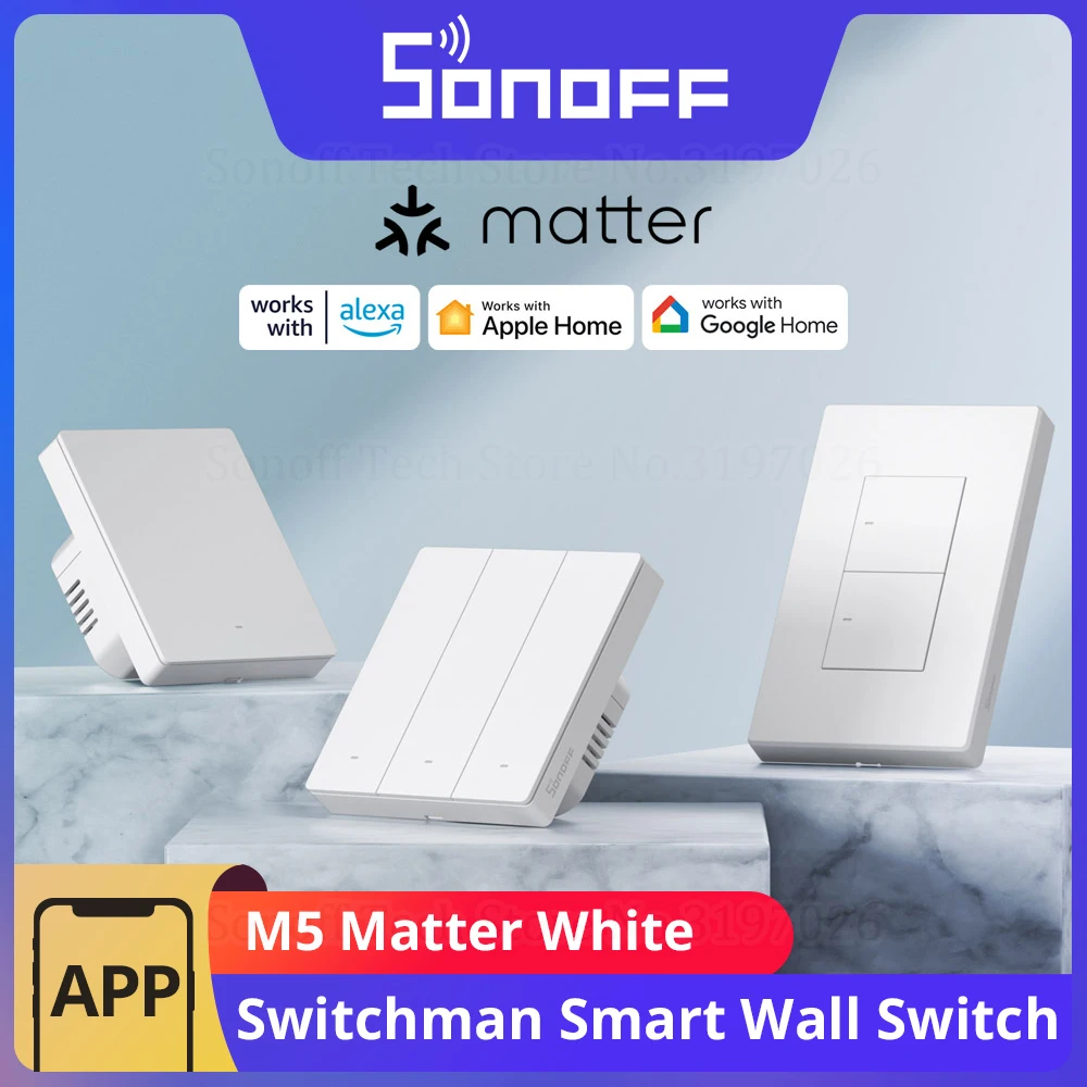 SONOFF M5 Matter Smart Wall Switch ESP32 Two-way eWeLink-Remote Switchman Voice Control Works with Alexa Google Apple Home Alice