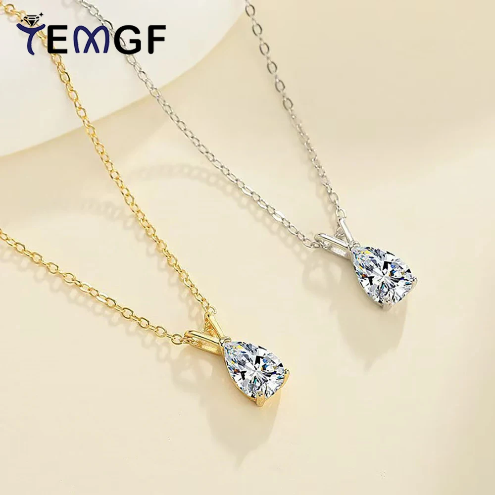 

TEMGF 1.5CT Moissanite Pendant Necklace With GRA S925 Sterling Silver O Chain for Women Wedding Luxury Classic Sparkling Jewelry