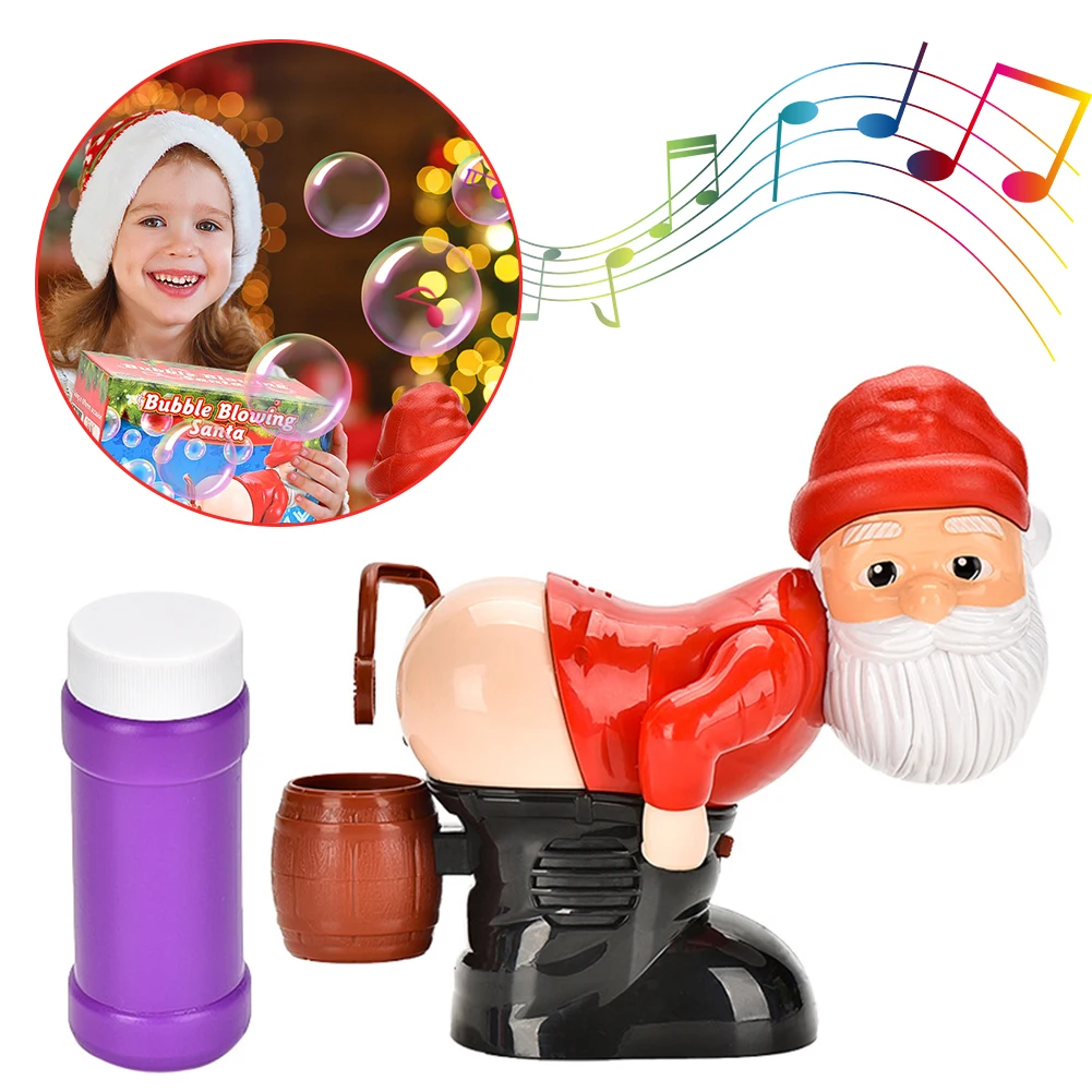 Christmas Santa Claus Bubble Blower with Music & Light Butt Bubble Machine Novelty Xmas Gift for Boys Girls(No Bubble Solution)