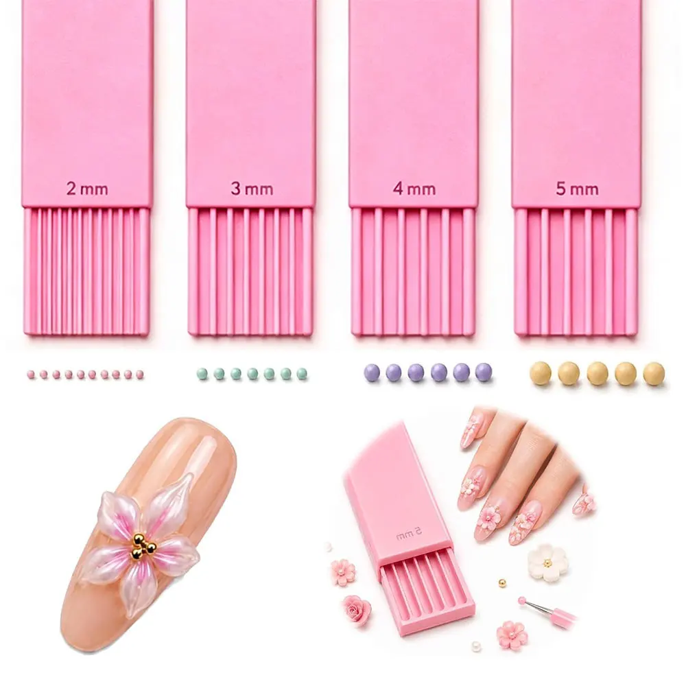 4pcs/set 3D Pink  Print Clay Ball Maker Tools for Nail Art Polymer Clay Roller 2mm 3mm 4mm 5mm Sphere Shaper Roller Nail Tools