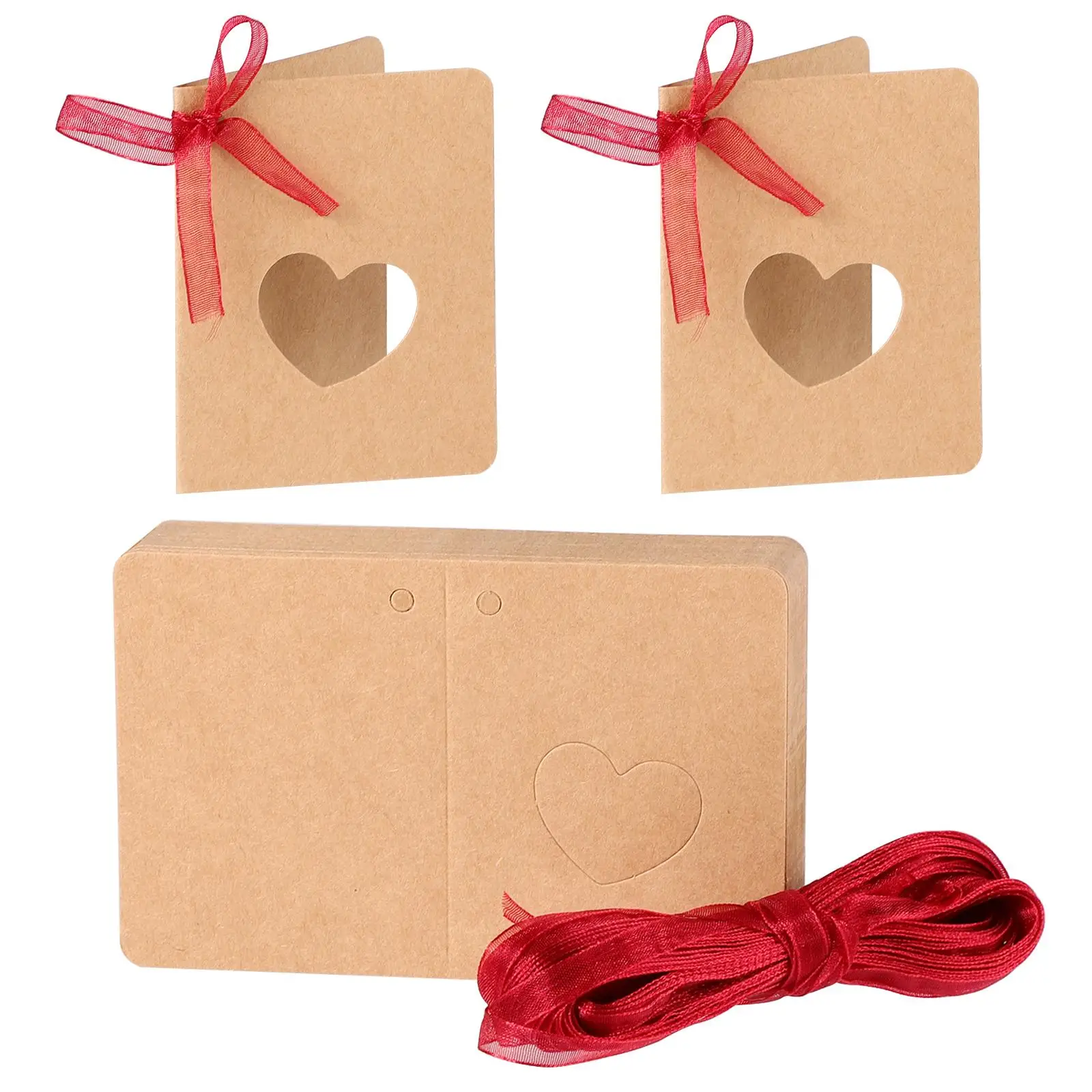 

50 Pcs Shaped Tags Paper Labels for Wedding Birthday Hollow Design Tag With Red Rope Red Rope Memo Writing