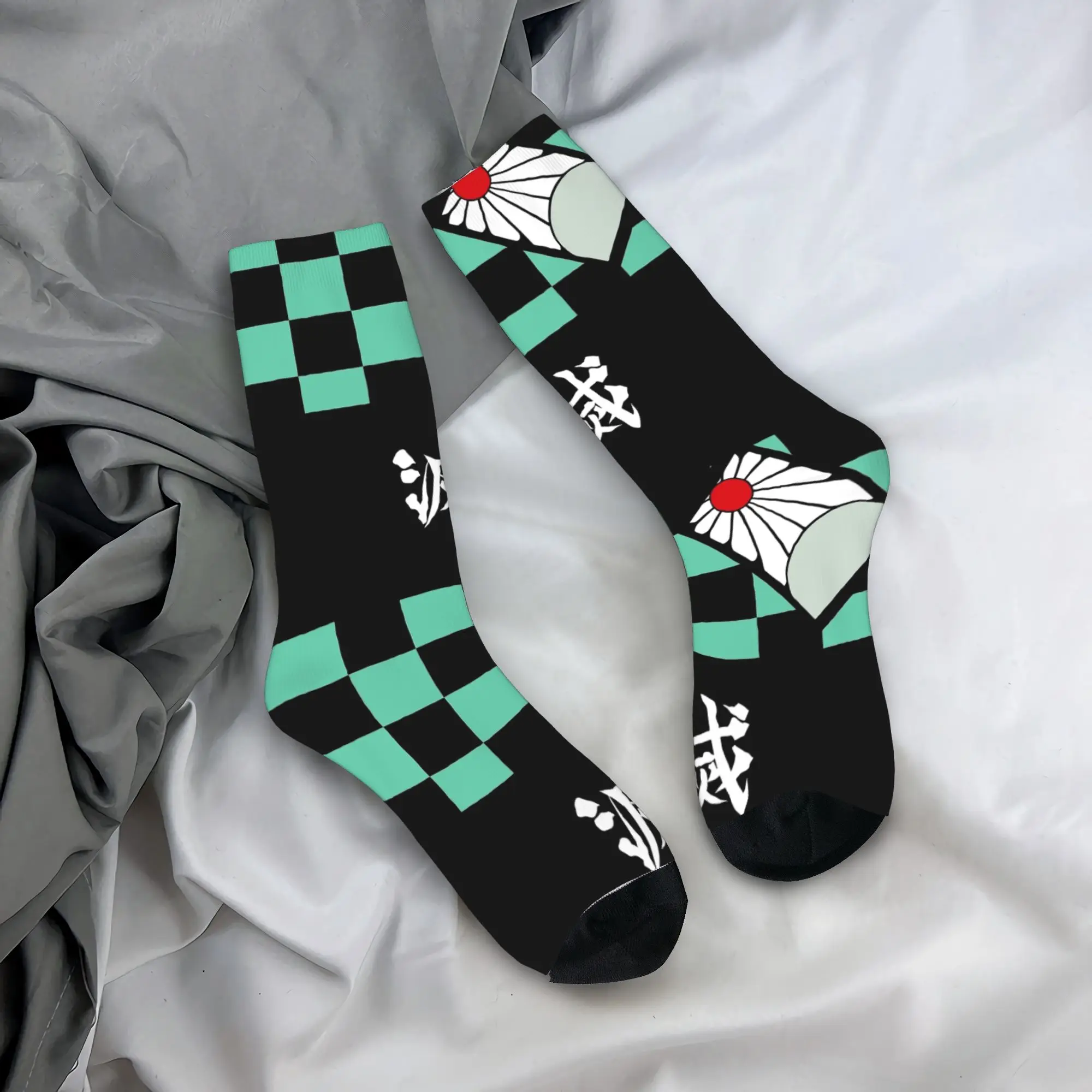 Crazy Design Demons Slayers Anime Skateboard Socks  Polyester Crew Socks for Unisex Breathable