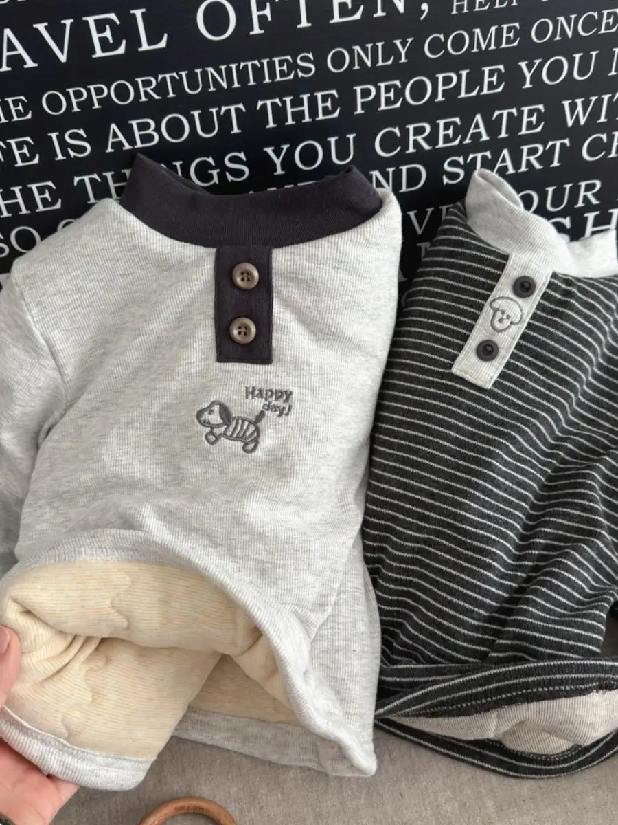 

Thiened Tee-Layer Children's Silk Cotton Thermal Underwear ex Cotton T-irt Base Layer irt Self-Heating Top