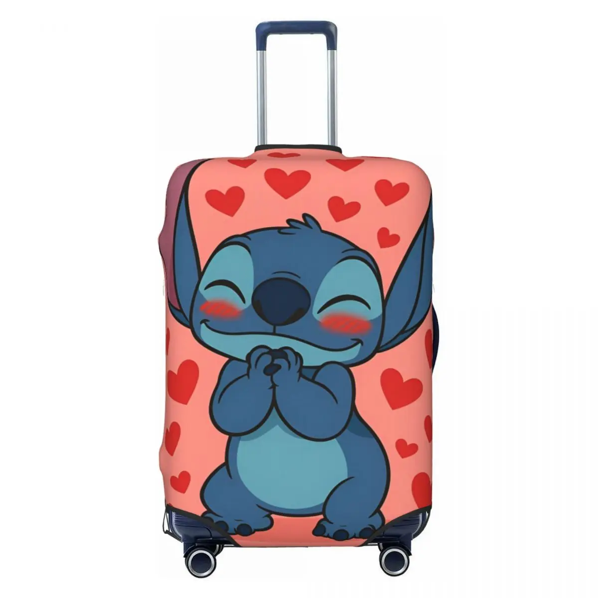 

Stitch Red Heart Print Suitcase Cover Cruise Trip Vacation Practical Luggage Supplies Protector