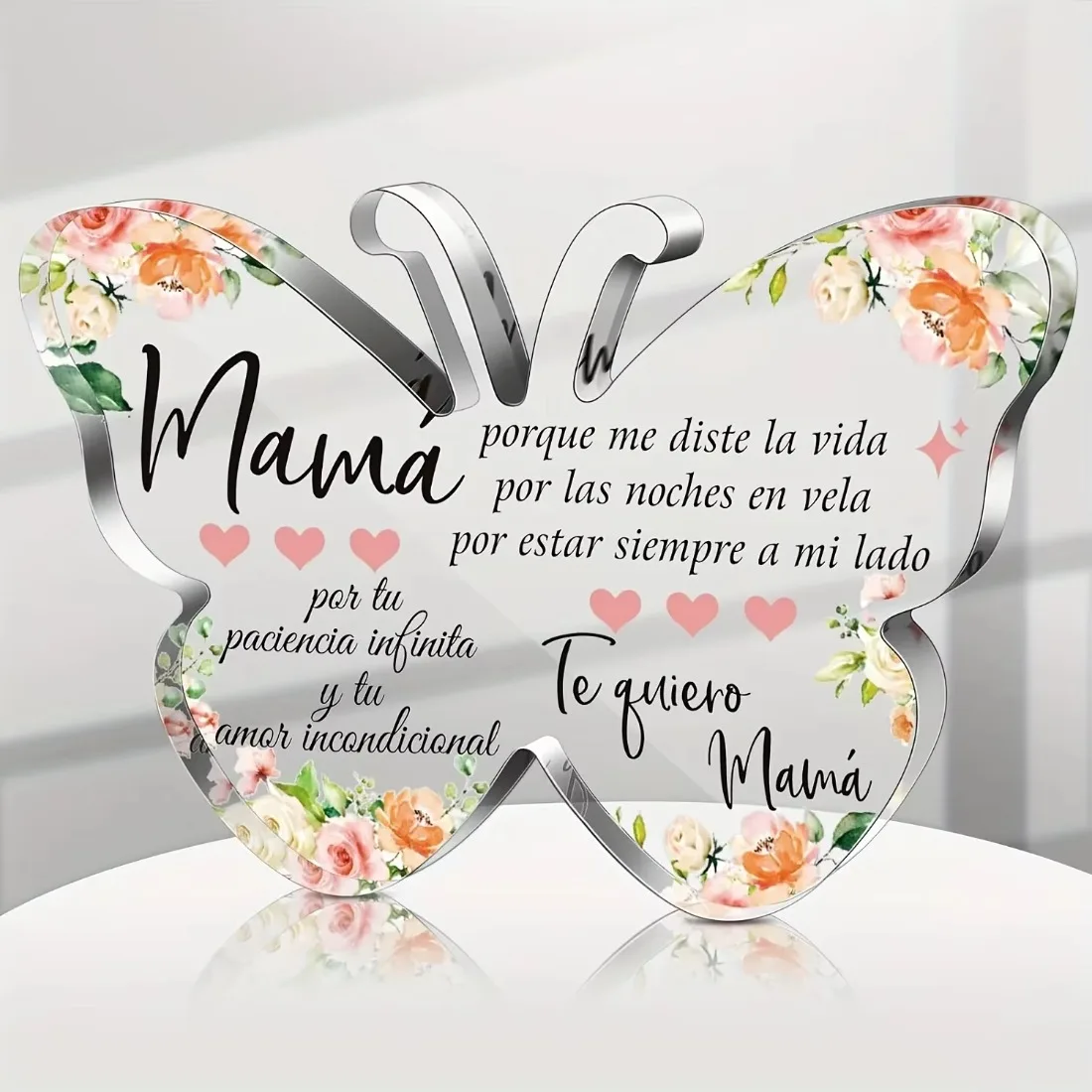 CIFBUY 1pc Spanish Christian Butterfly Shape Acrylic Desk Sign, Inspirational Bible Verse Religious Decor Gift for Women