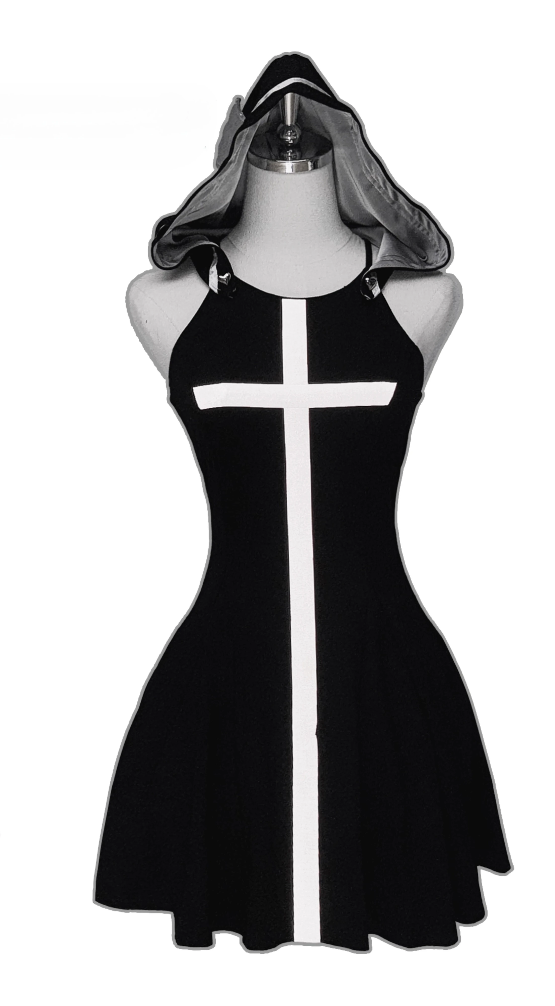 

Three-Dimensional Waist-Cinching Reflective Cross Sleeveless Hooded Mechanical Style Dress Women Japanese Mine Series SC Dresses