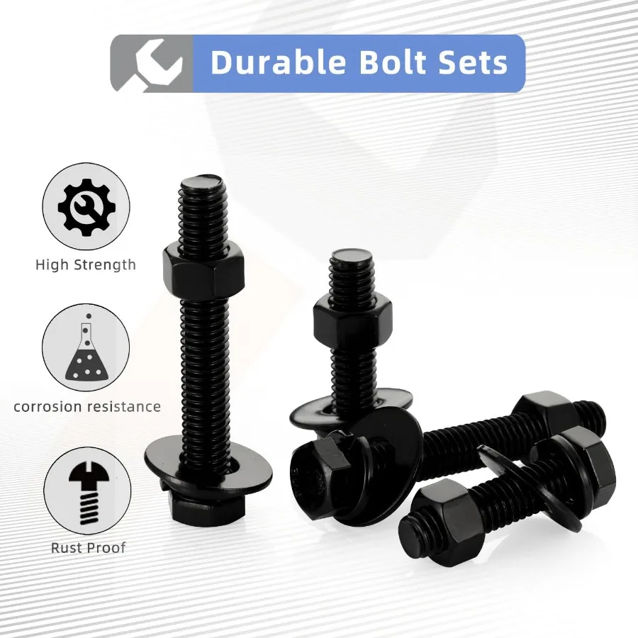 1 420 x 3 Viti esagonali Bulloni Dadi Piatti e Bloccaggio Washe Acciaio inossidabile completamente filettato 188 Finitura nera 8 set