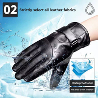 Wholesale 1 Pair Winter Touch Screen Leather Gloves For Men Warm Windproof Anti Slip Motorcycle Rider Equipment Gloves
