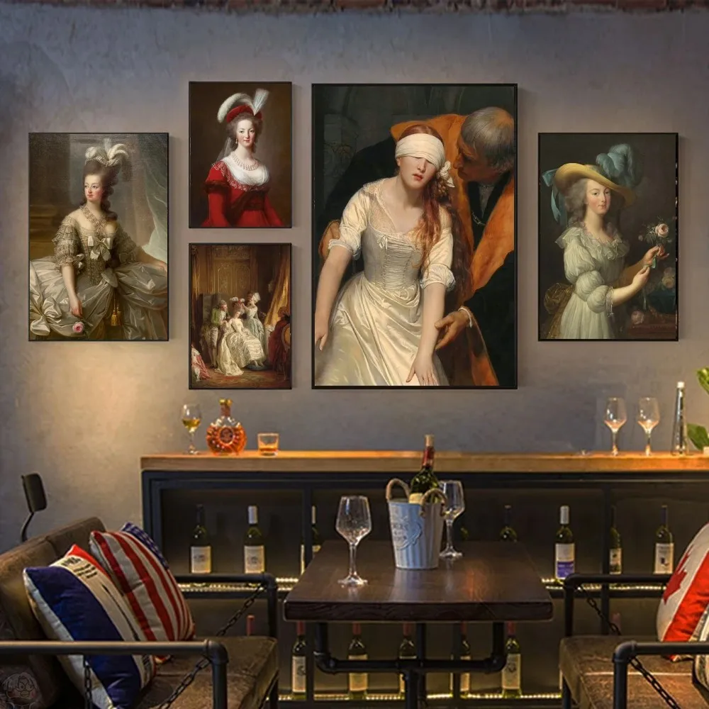 1pc Marie Antoinette Oil Painting Poster Bedroom Posters Bar Coffee Tube Art Hanging Paintings Living Room Decor