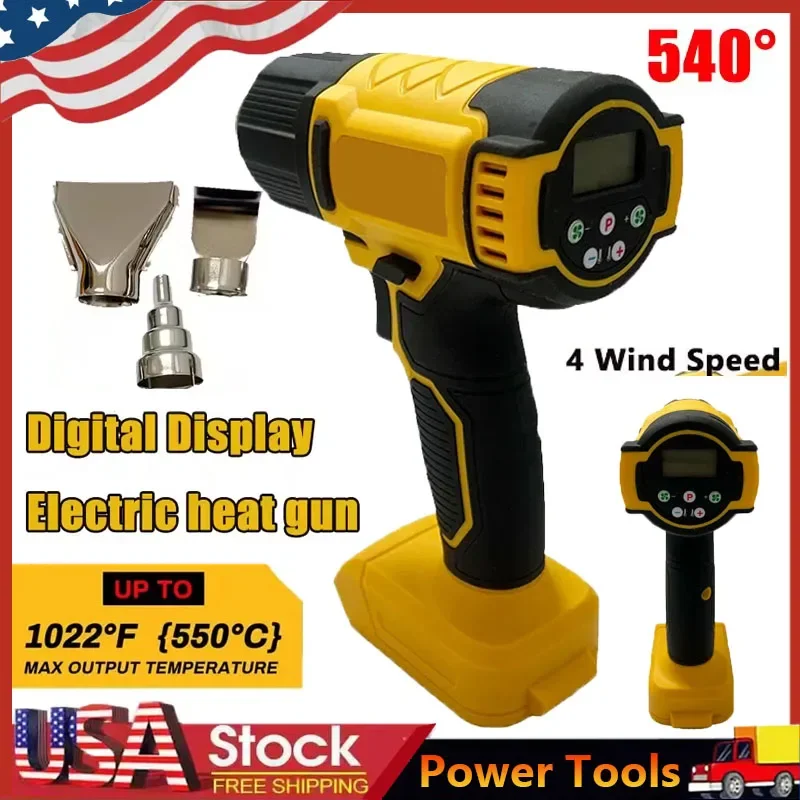 

Цифровой беспроводной термофен с 3 насадками для промышленной термоусадочной упаковки, совместимый с аккумулятором DeWalt 18В