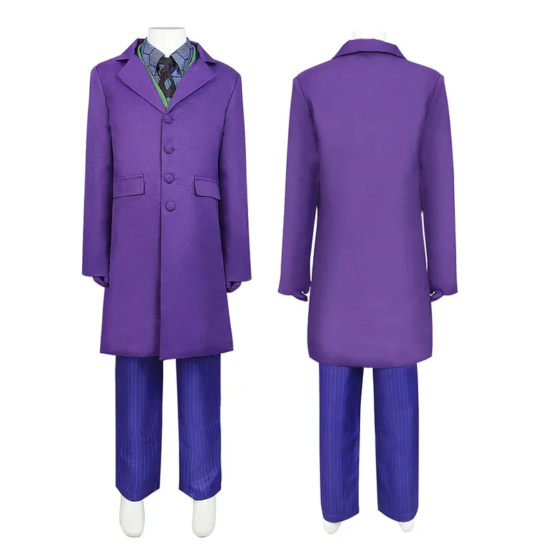 Adulto/Bambini Joker Cosplay Fantasia Film Dark Cos Knight Super Villain Uomini Ragazzi Travestimento Costume di Carnevale di Halloween Vestito Del Partito
