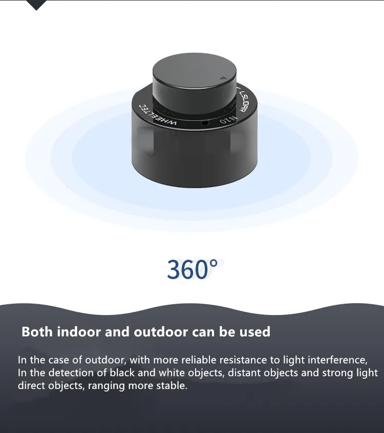 Neuer N10P und N10 Innen- und Außen-Wasserdichter 25m Lidar-Sensor 360 ° TOF Anti-Glare-Radar unterstützt ROS1 und ROS2 (S3) – Detail 6