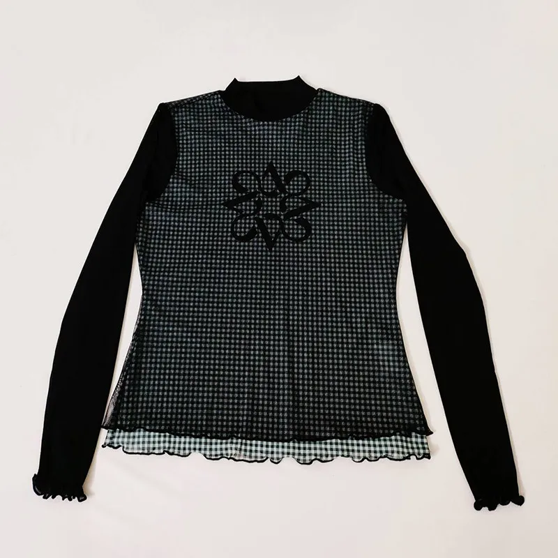 New Summer Korean Sporty Women's Golf Long Sleeve Top Double Layer Mesh Lightweight Sunscreen Breathable Outdoor Sport Shirt