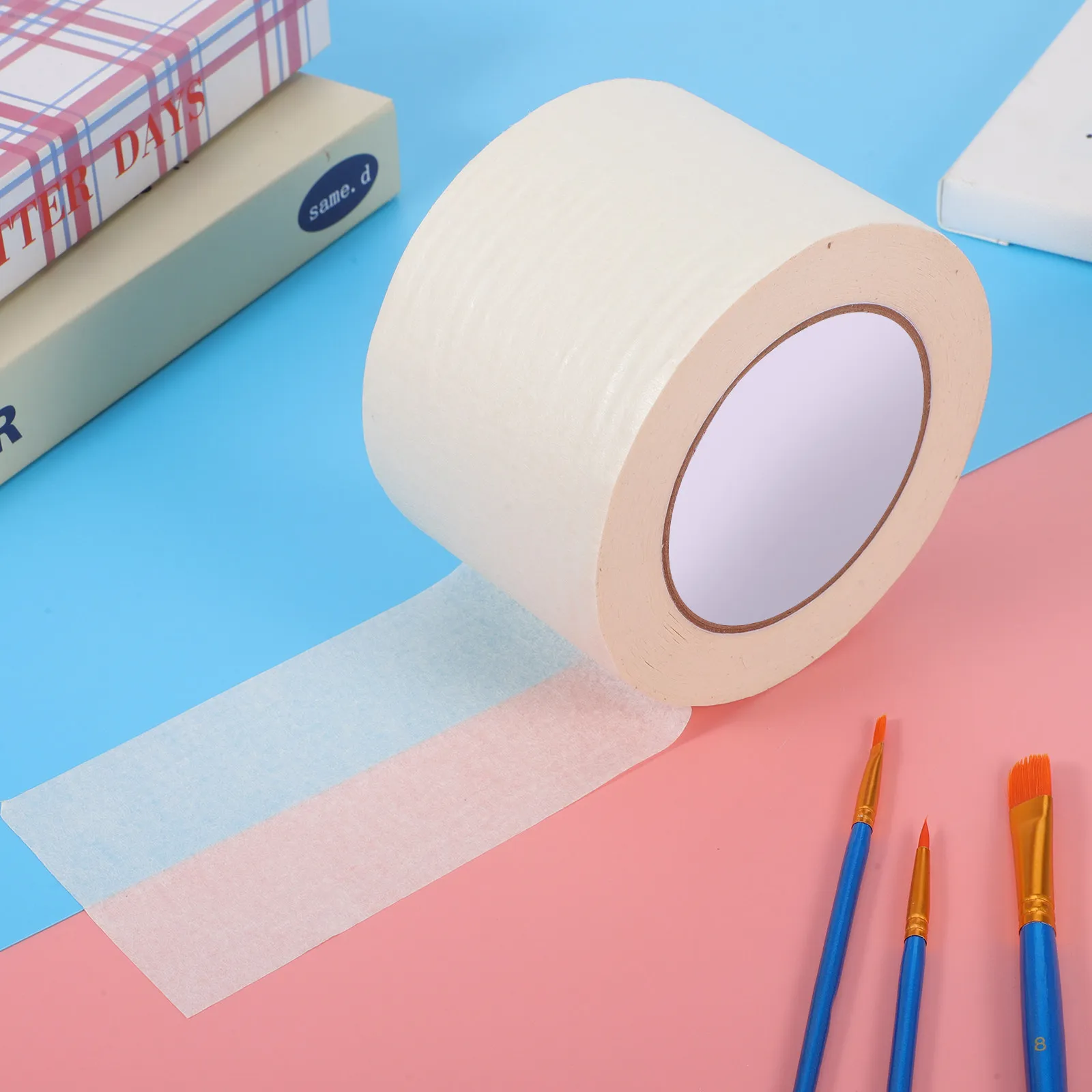 1-roll-wide-masking-tape-24mm-x-50m-white-high-viscosity-painter-tape-for-clean-paint-lines-wall-furniture-crafting-labeling