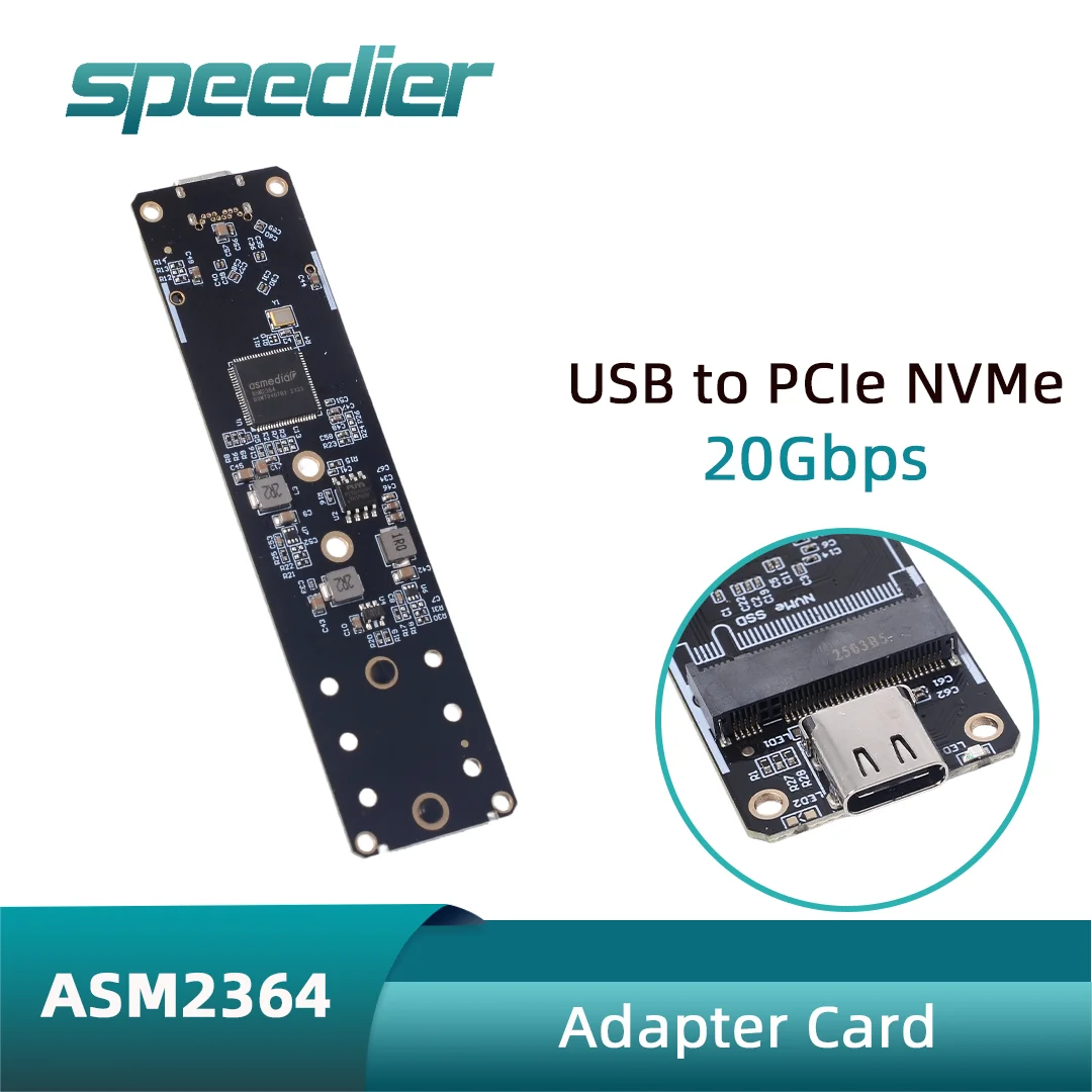 

ASM2364 USB 3.2 To PCIe M.2 NVMe High-Speed 20Gbps Hard Drive Adapter Board , Original IC Chip Demo Board for SSD USB-C