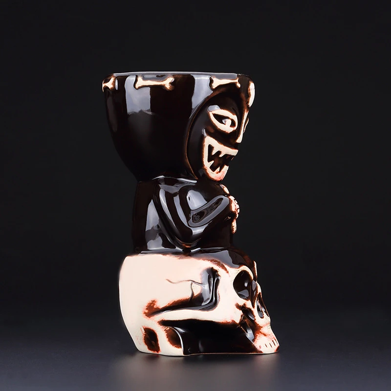 

550ml Skull Doll Tiki Mug Cocktail Cup Beer Wine Mug Ceramic Tiki Mugs Art Crafts Creative Hawaii Mugs Easter Islander Bar Tool