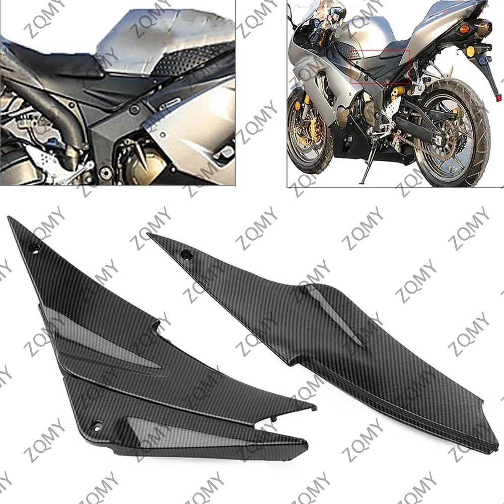 2Pcs Carbon Fiber Pattern Motorcycle Tank Side Cover Panels Fairing Gas Seat Cover Trim Fairing For Kawasaki ZX6R 636 2005 2006