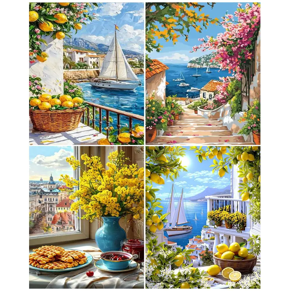 

GATYZTORY House Paint By Numbers On canvas Picture Drawing Landscape Paint for Painting Home Wall Art Decor Decorative Paintings