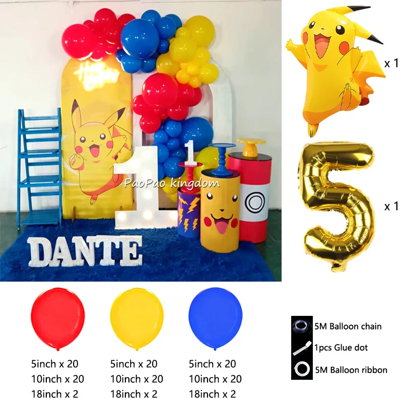 Liebliches Pikachu-Themen-Ballon-Dekorationsset Cartoon-Folienballons Blitzballon-Set Kindergeburtstags-Party-Deko-Zubehör – Detail 23