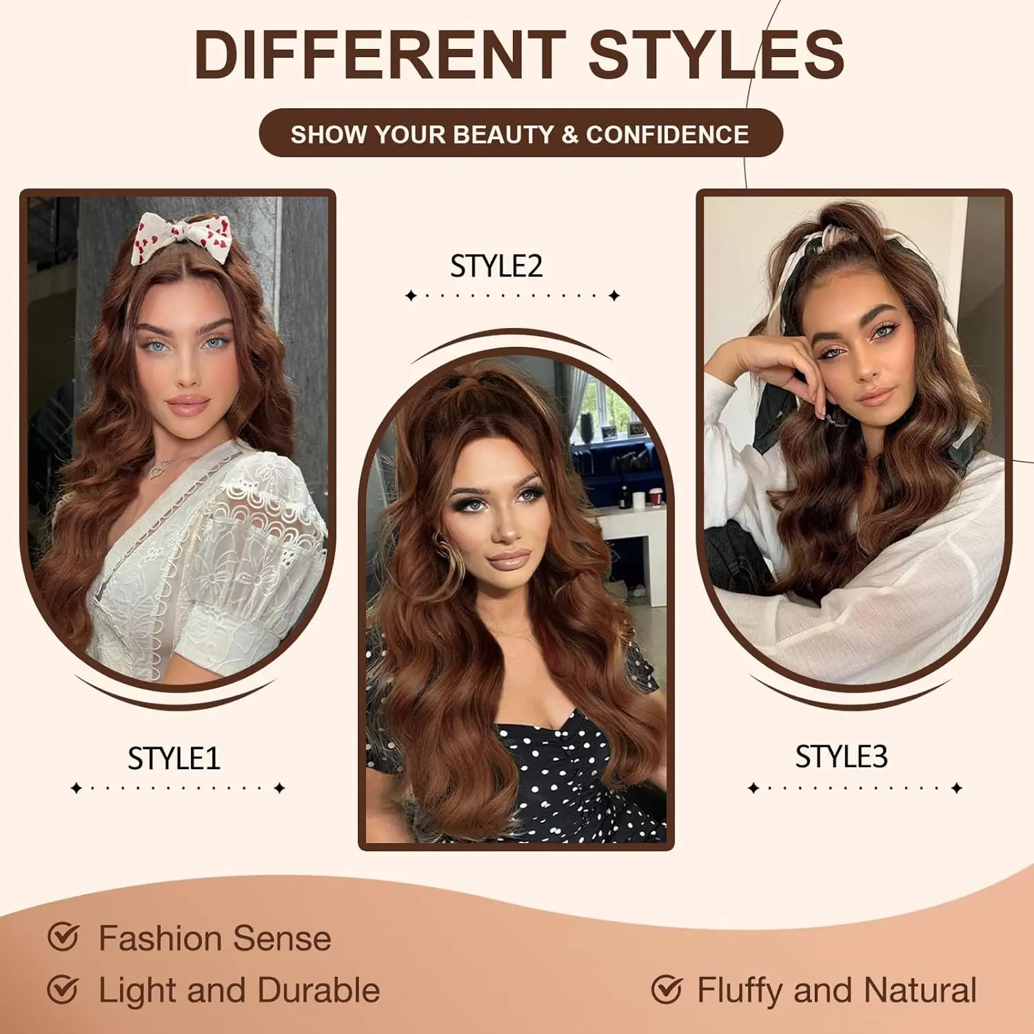 # 4 Body WAVE Drawstring หางม้า 100% Human Hair Extensions สีน้ําตาลปานกลางห่อรอบ Drawstring หางม้าคลิปในส่วนขยายของผม