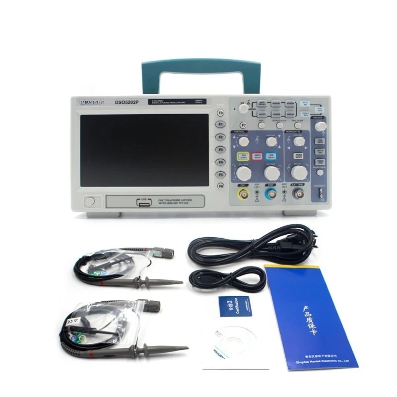 Digital Storage Oscilloscope 2 Channel 200MHz Bandwidth 1GSa/S Real-Time Sample USB Portable Oscilloscope DSO5202P