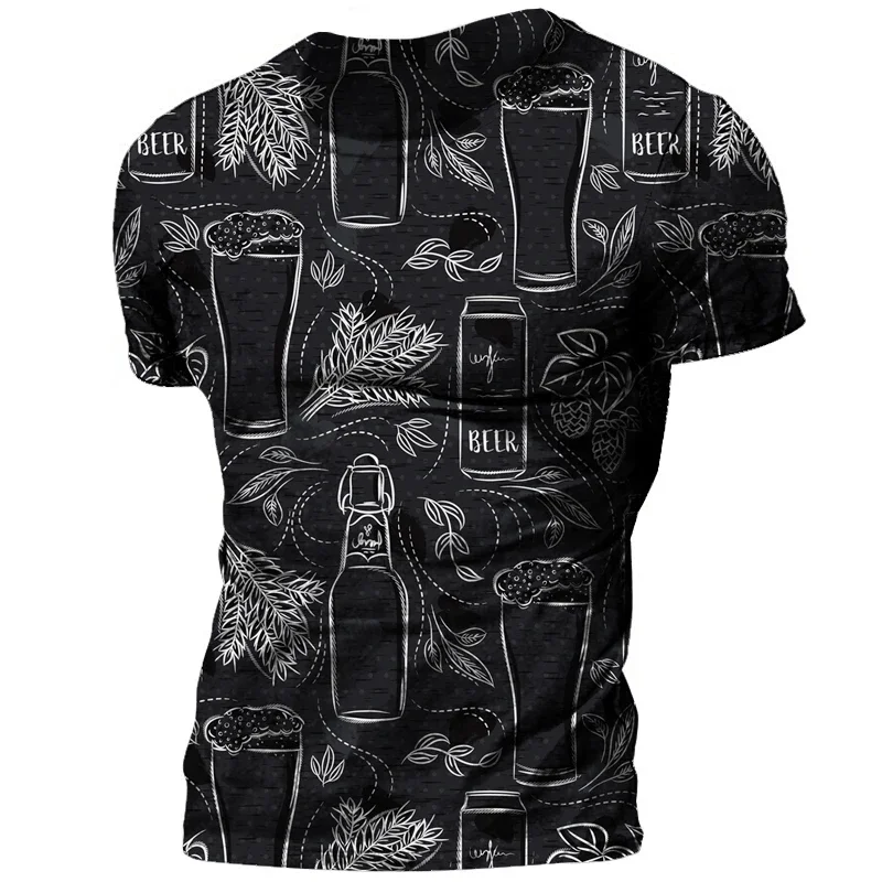 Summer Vintage Beer 3D Harajuku Printed Men Women Party Personality Hip Hop Street Fashion Crew Neck Short-Sleeved T-shirt Top