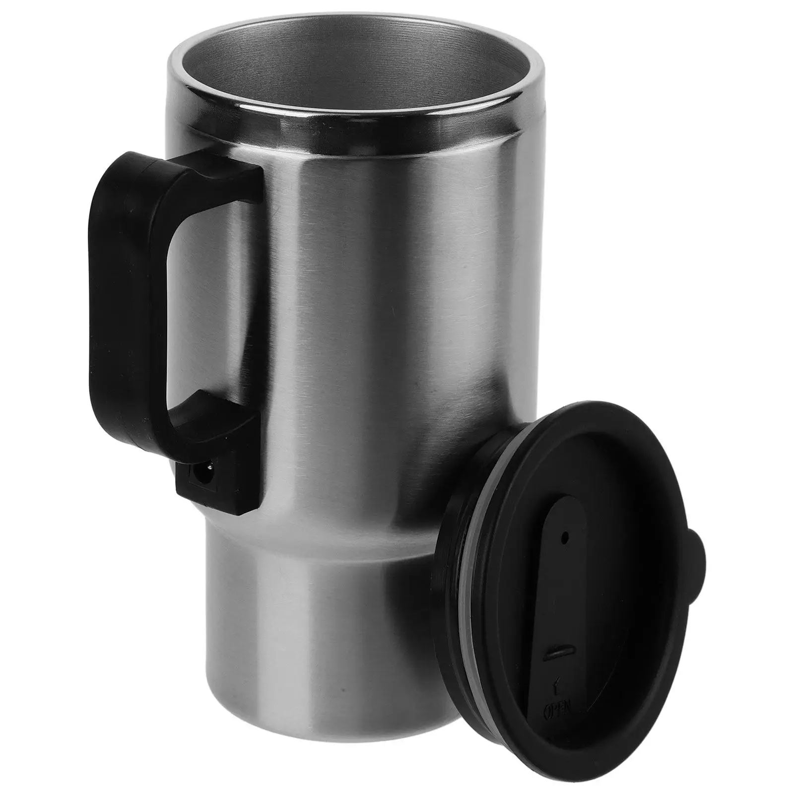 12V Car Electric Heating Cup Stainless Steel Insulated Travel Mug with Leak-Proof Lid for Hot Drinks on-The-Go Keeps Beverage