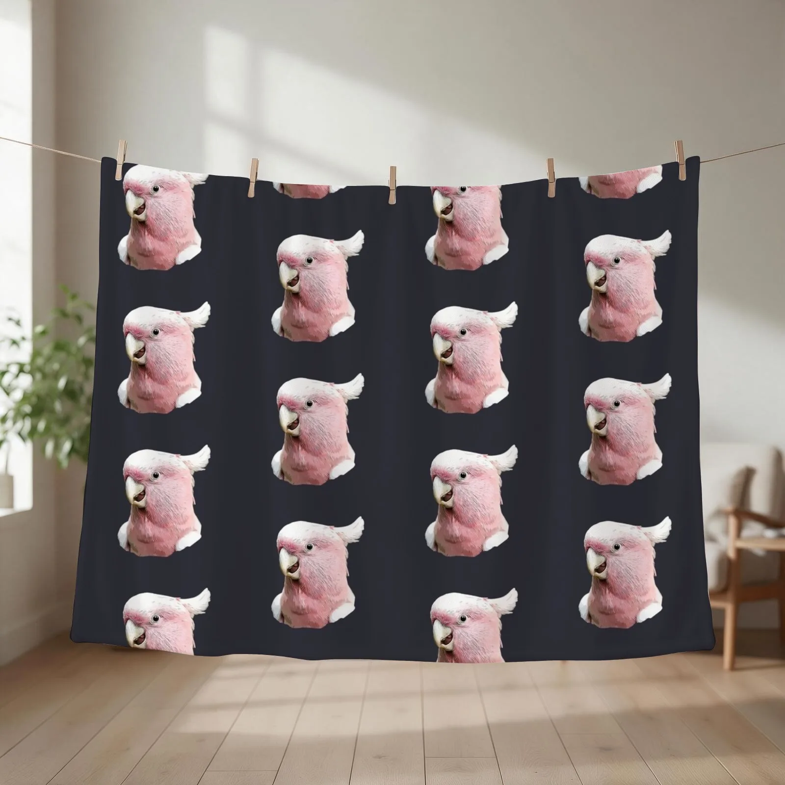 Major Mitchell Cockatoo Throw Blanket couch cozy soft plush fuzzy picnic outdoor blanket