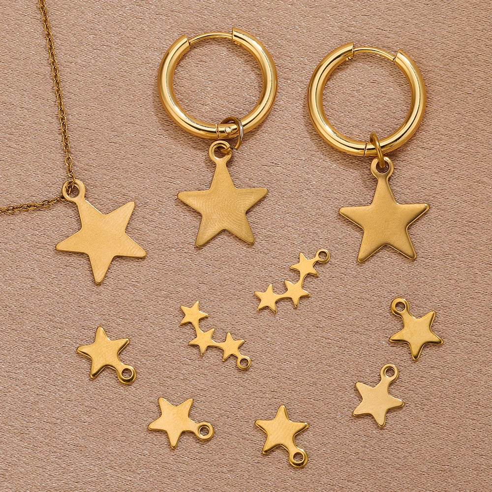 20pcs/lot Star Charms for Jewelry Making Stainless Steel Gold Color DIY Handmade Necklace Bracelet Pendants Accessories Wholesal view 5