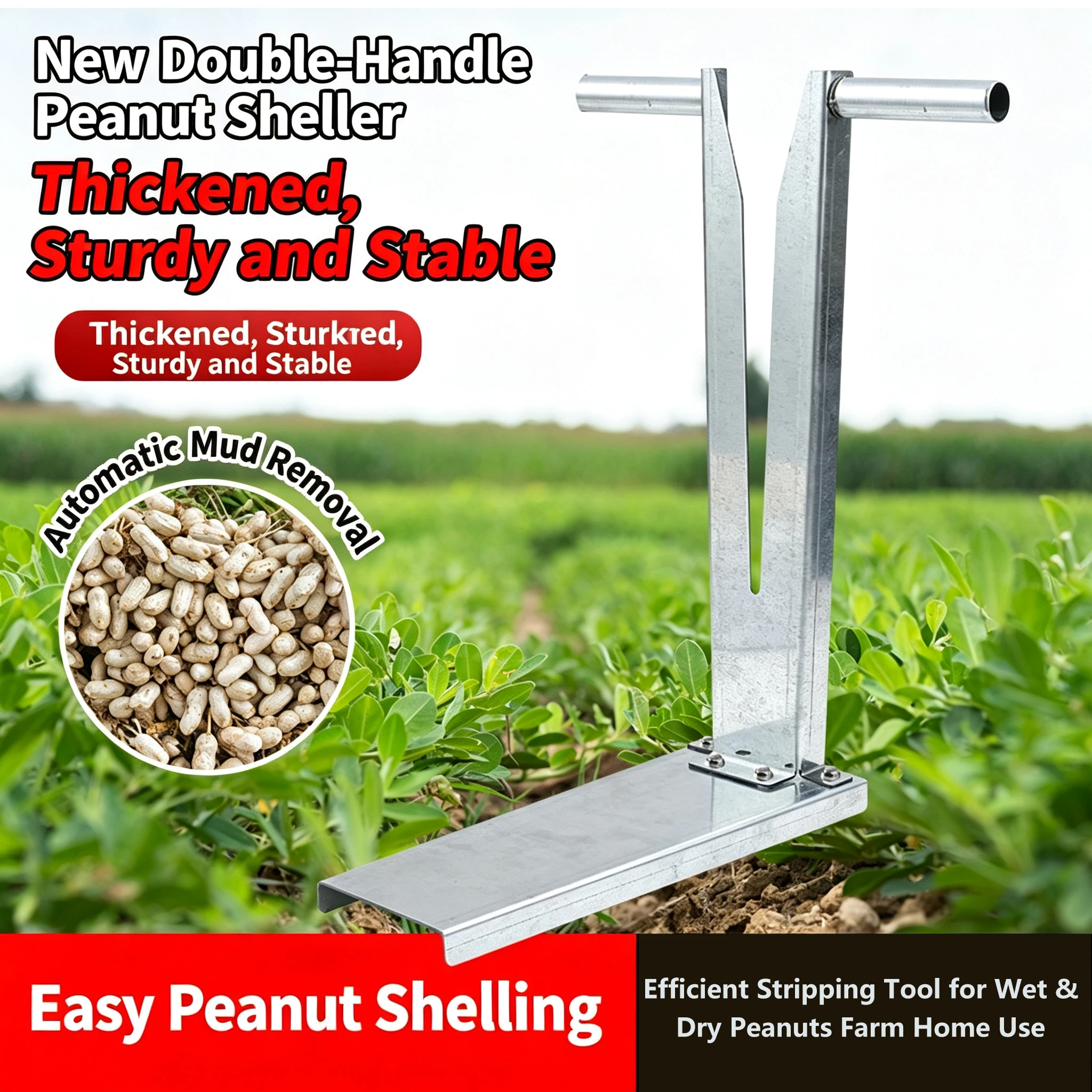 Manual Double Handle Peanut Sheller Thresher - Heavy Duty Picker Separator, Efficient Tool for Wet & Dry Peanuts Farm Home Use