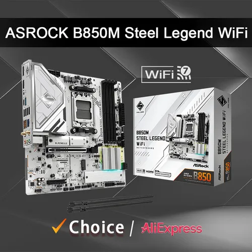 ASROCK nuevo B850M STEEL LEGEND WIFI AMD B850 Micro ATX AMD Ryzen 9000 8000 7000 serie placa base Socket AM5