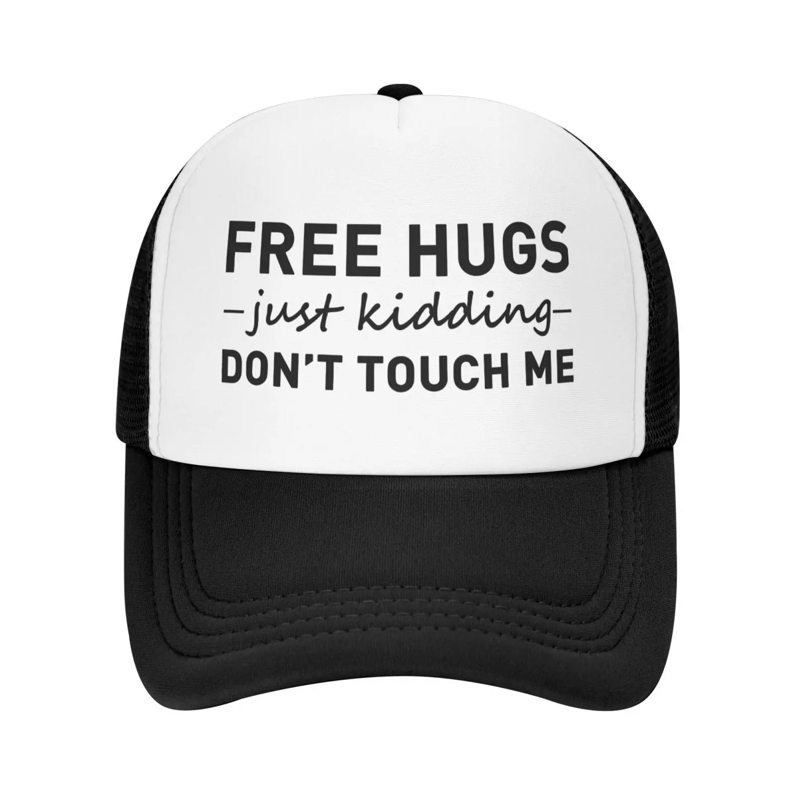 

Free Hugs Just Kidding Don't Touch Me Baseball Cap Mesh Trucker Hat Adjustable for Men Women Sports Breathable Fashion