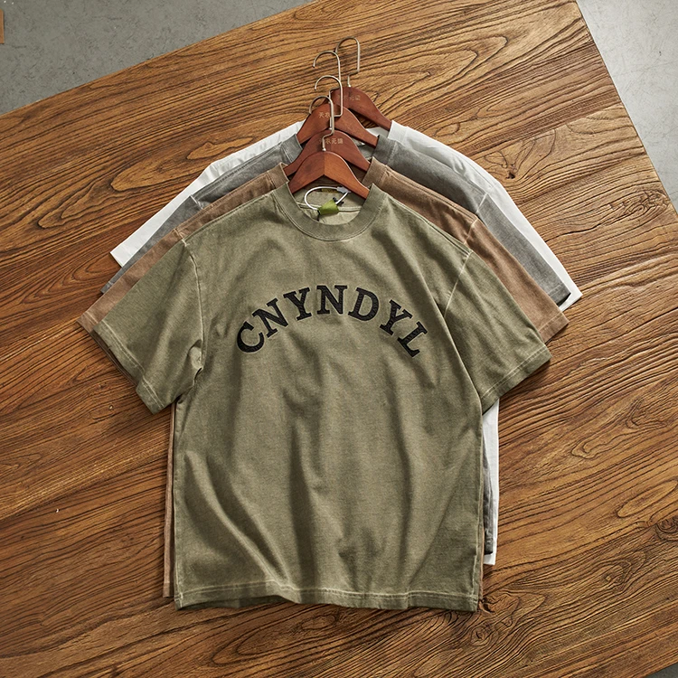 

Japanese Sle Heavyweight 300g Pure Cotton Loose ort Sve T-irt Summer Casual y Dirt Waed f Sve Trendy