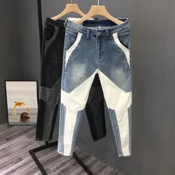 Odzież męska Jeans 2024 nowa wiosna lato przystojny osobowość splatanie spodnie Slim spodnie w stylu koreańskim Streetwear Pantalones Hombre