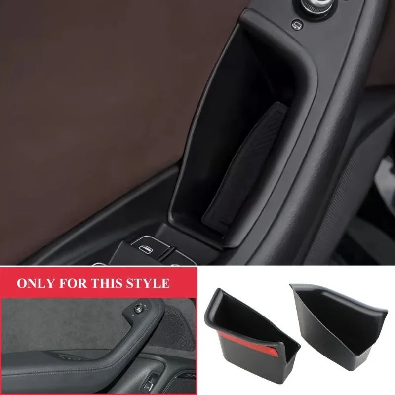 2pcs ABS Inner Door Container Holder Case Acc Car Front Door Storage Box for Audi A6L A6 2012 2013 2014 2015 2016 2017 2018