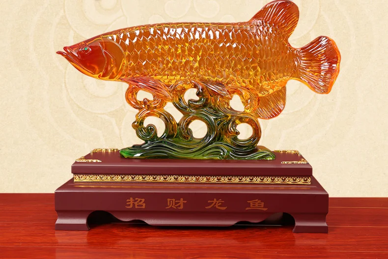 LARGE  office home Business efficacious FENG SHUI Talisman Money Drawing 3D fish Ornament Sculpture ART statue