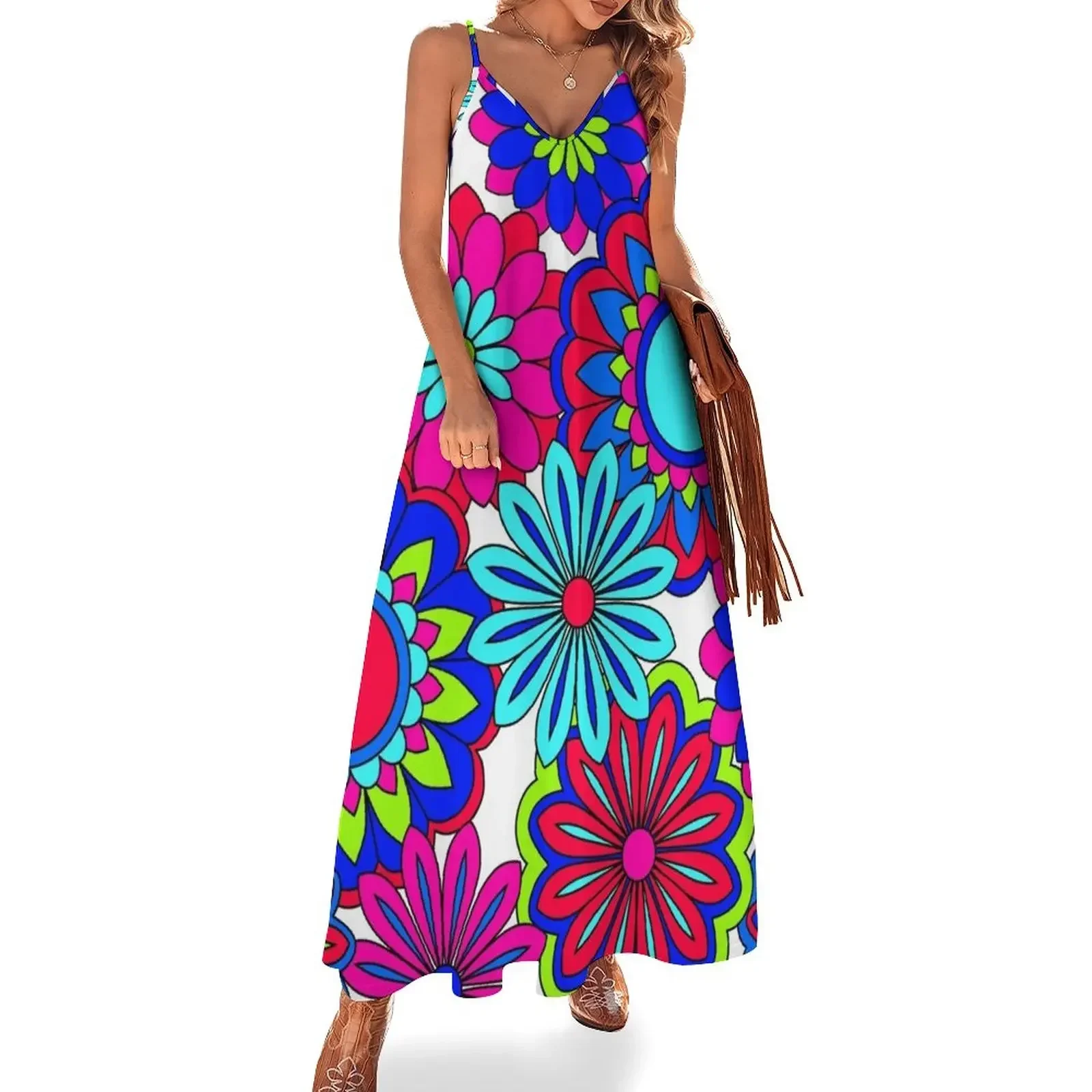 

Pretty Petals Flower Power Pattern Sleeveless Dress summer clothes for women Evening gown bandage dress Dress