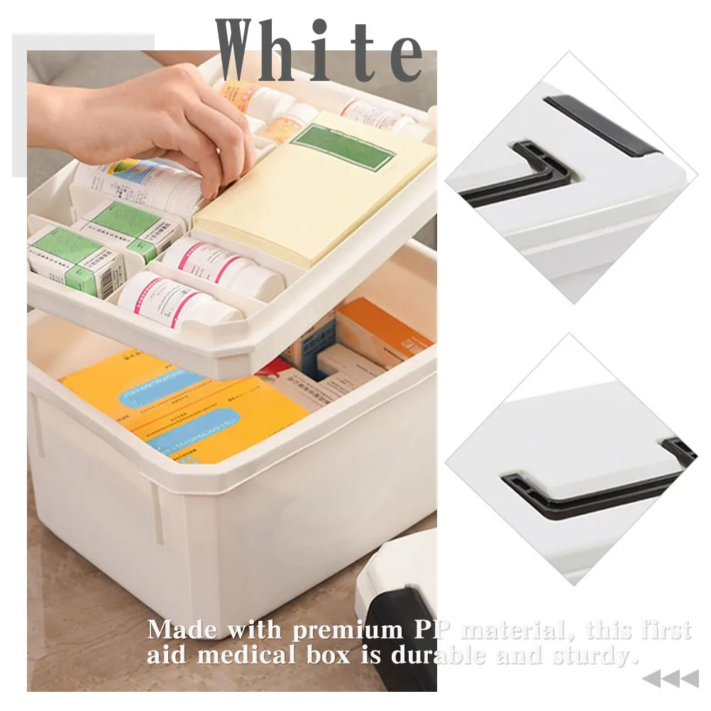 

1pc Large Capacity Portable Medicine Storage Case Handle For Household First Aid Outdoor Travel Sundries Container Medicine Box
