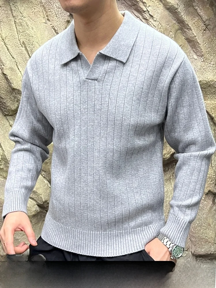 

Lazy Sle, итальянский вязаный свитер с воротником, мужская верхняя одежда Long Sve, одежда для отдыха, дышащая повседневная одежда из полиэфирного волокна