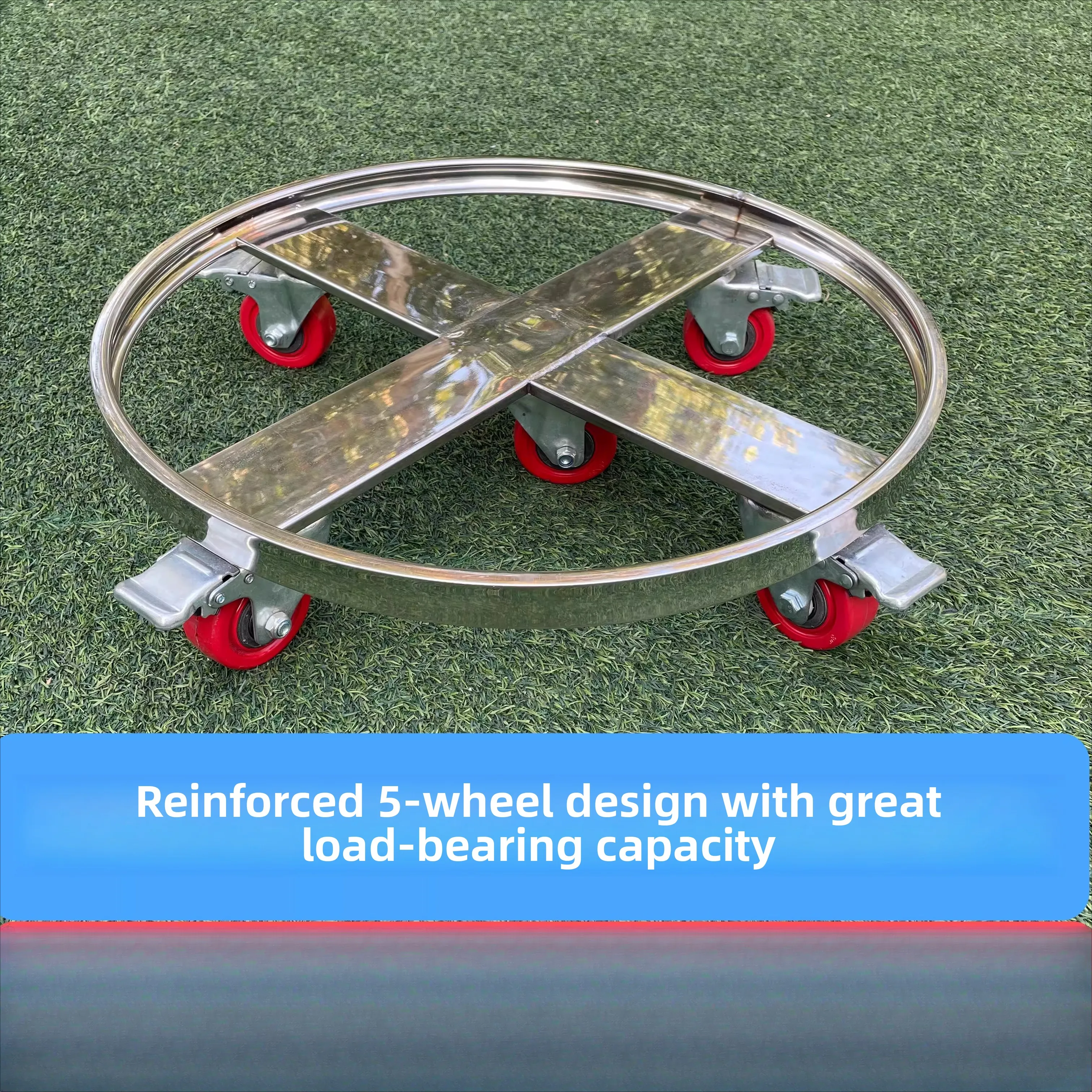 

Thickened stainless steel round turnover truck, transport vehicle, load-bearing universal wheel moving barrel rack, steamer rack