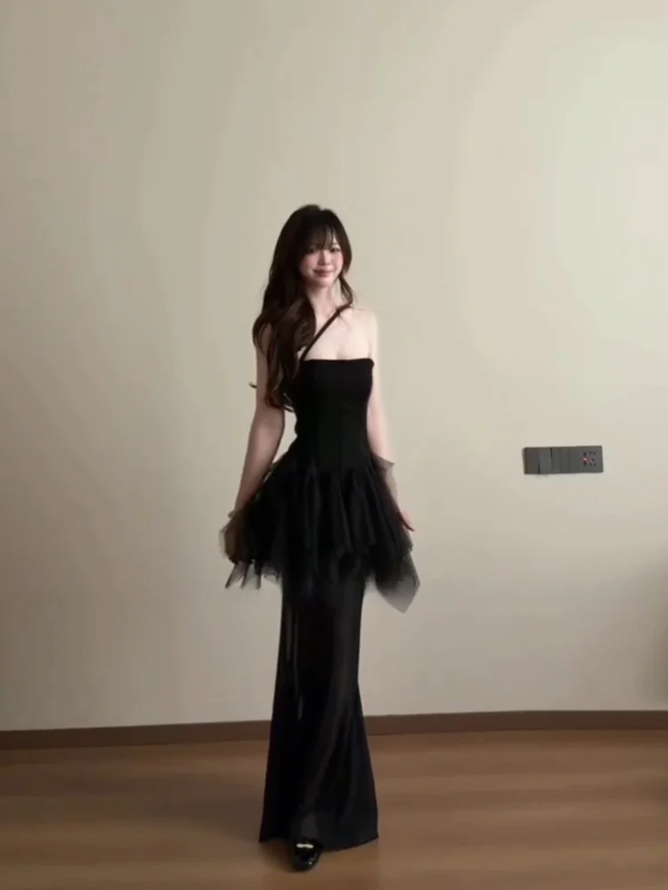 umei-stazf7-レディース-サマーセクシー-フィッシュテールハーフスカートセット-ピュアデザイア-バレエスタイル-メッシュパフトップ-ハイウエスト-レトロ-通勤スタイル