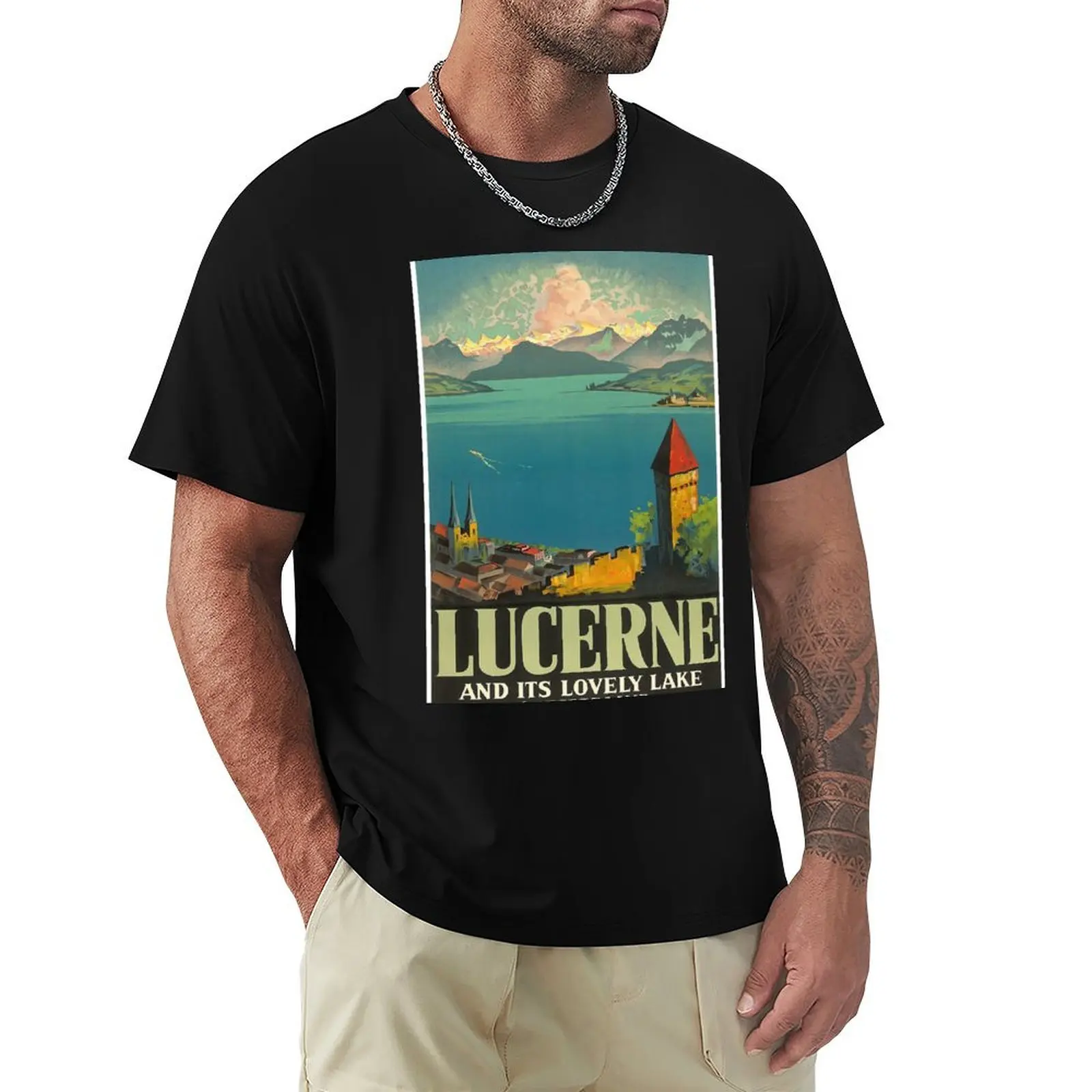 

Lucerne, Switzerland Vintage Travel Poster T-Shirt Blouse luxury designer custom t-shirts summer top shirts men graphic