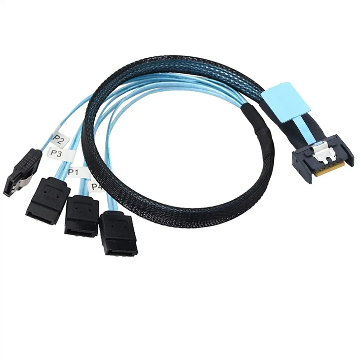 SCLS SlimSAS 8654 MCIO 4I 38pin to 4x SATA Cable PCIE5.0 PCI-E Server Data Connection Extension Wire High-Speed 1M