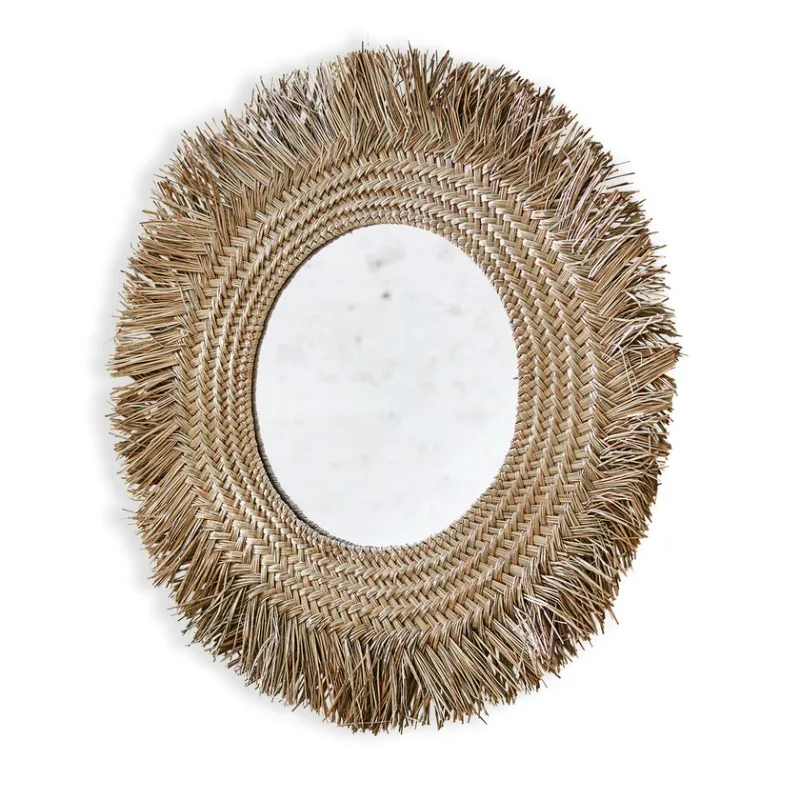 Vintage hand-woven round makeup mirror decorative mirror studio