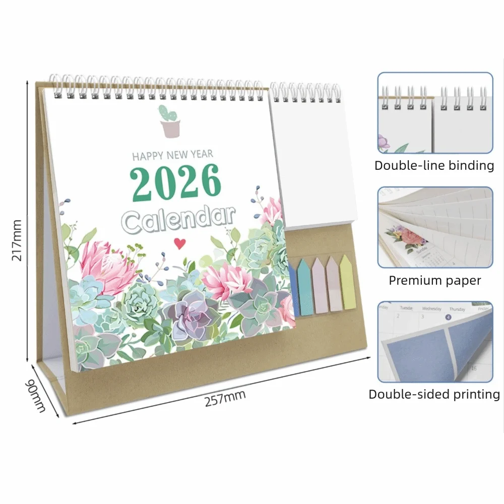 

Декоративный настольный календарь с треугольной поддержкой, изысканные узоры, индивидуальный планировщик, переплетный календарь, стоячий календарь