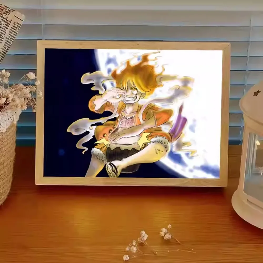 Lampe de dessin animé LED haute définition, périphérique d'anime, Luffy, dessin coloré, image, prise USB, vue nocturne, décoration de la maison et de la maison