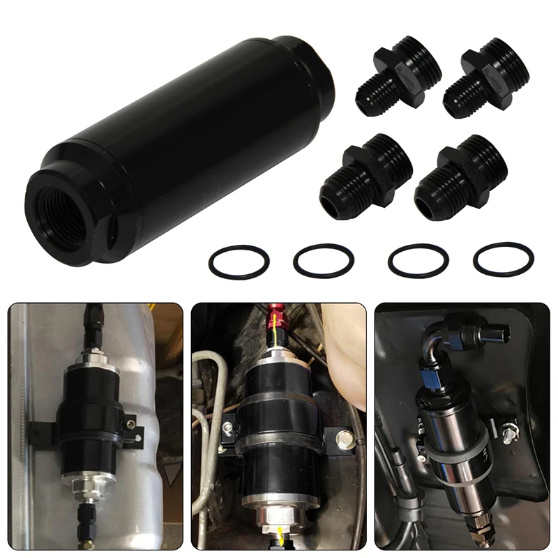 44mm Fuel Filter An6 And 2pcs An8 Adaptor Fittings With 100micron Steel Element